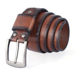 Belt For Men Vintage Cheetah Natural Milled Full Grain Leather